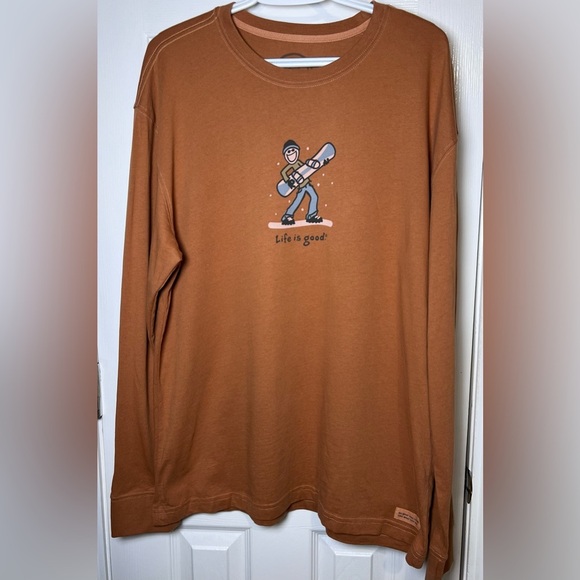 Life is Good *NWT* Men’s Crusher Large “Air Guitar Snowboard” Long Sleeve Tshirt - Picture 1 of 7